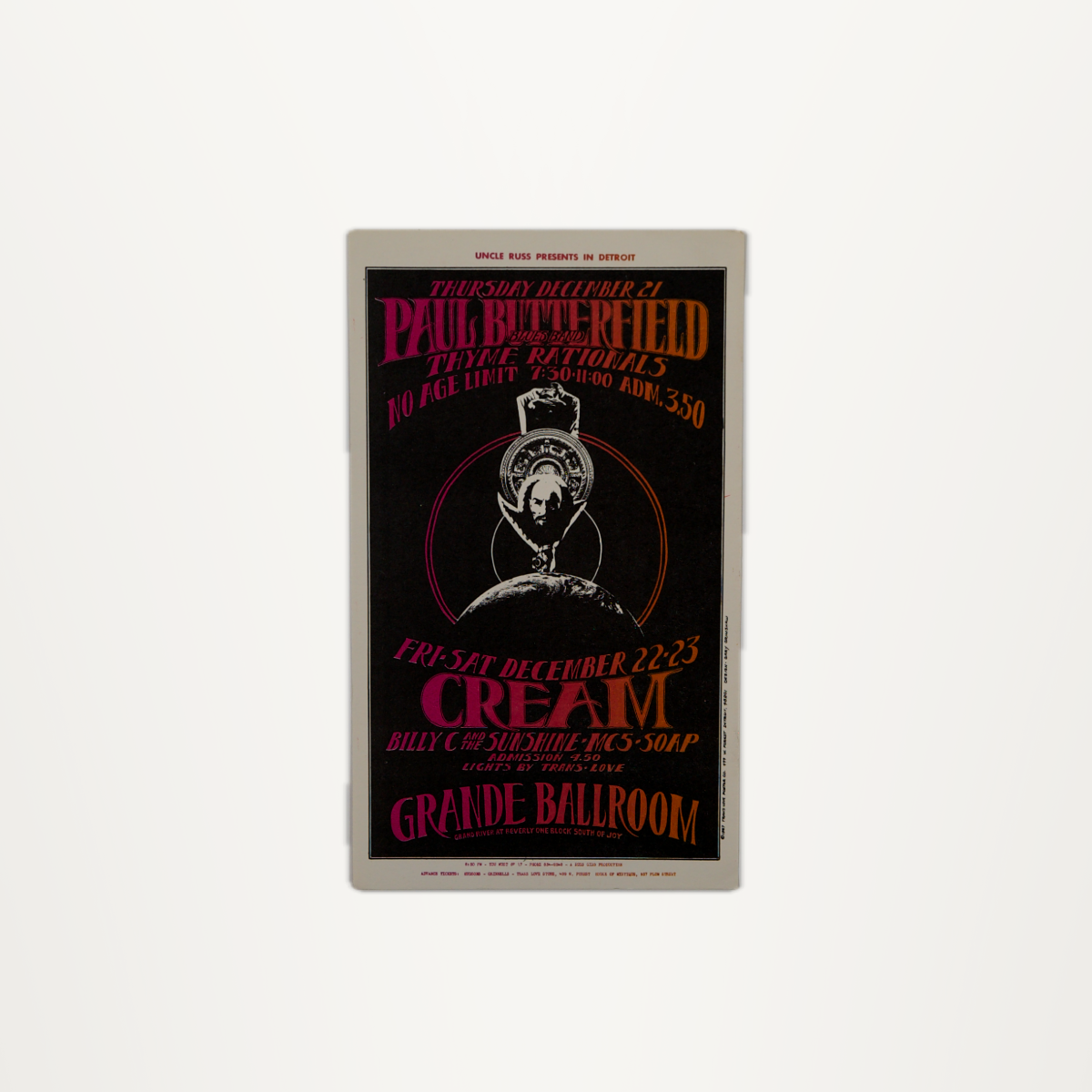 Detroit Grande Ballroom – Paul Butterfield Blues Band & Cream Postcard