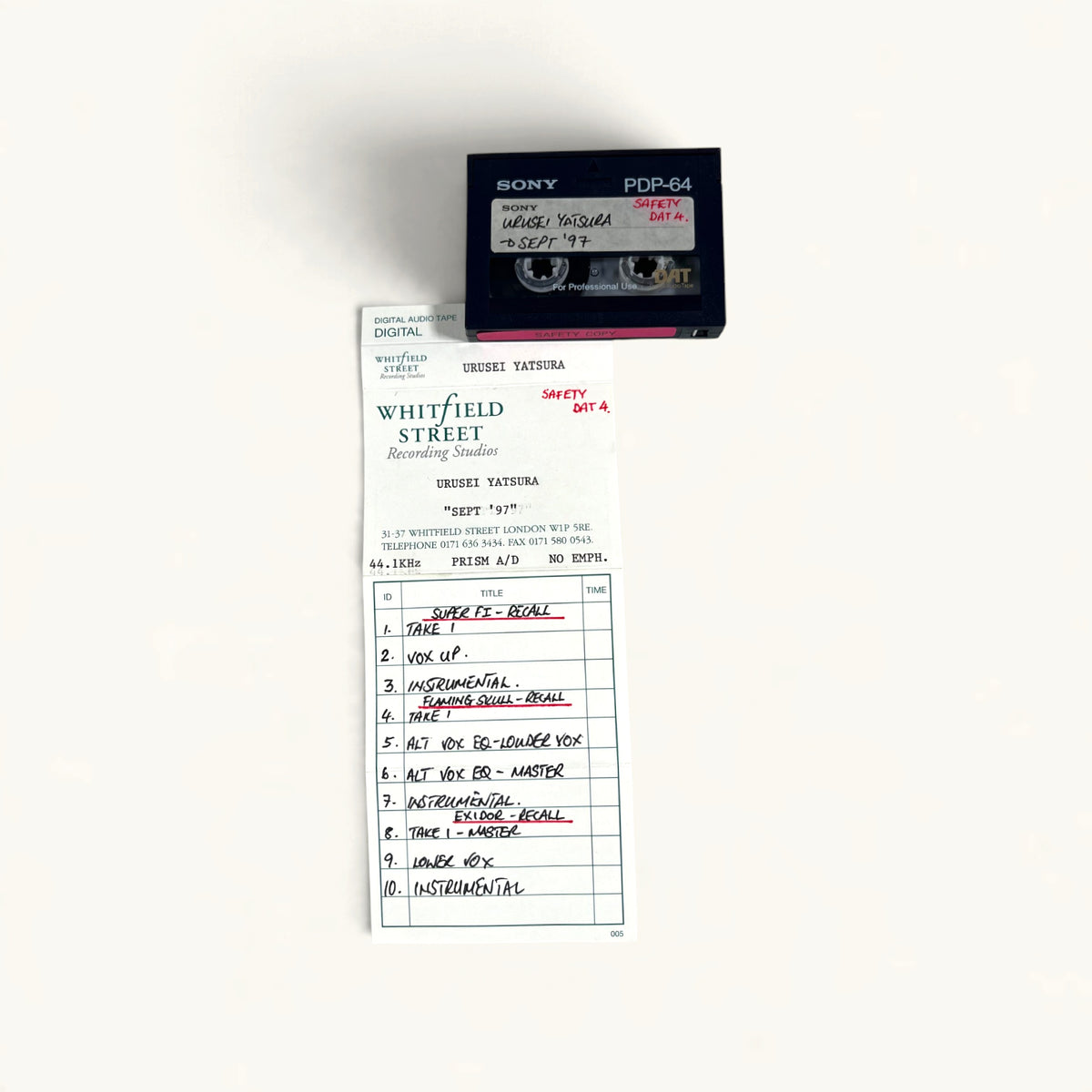 Urusei Yatsura - ‘Slain By’ Album Session DATs x11 + Promo CD, ‘Hello Tiger’ & ‘Slain By Elf’ Singles