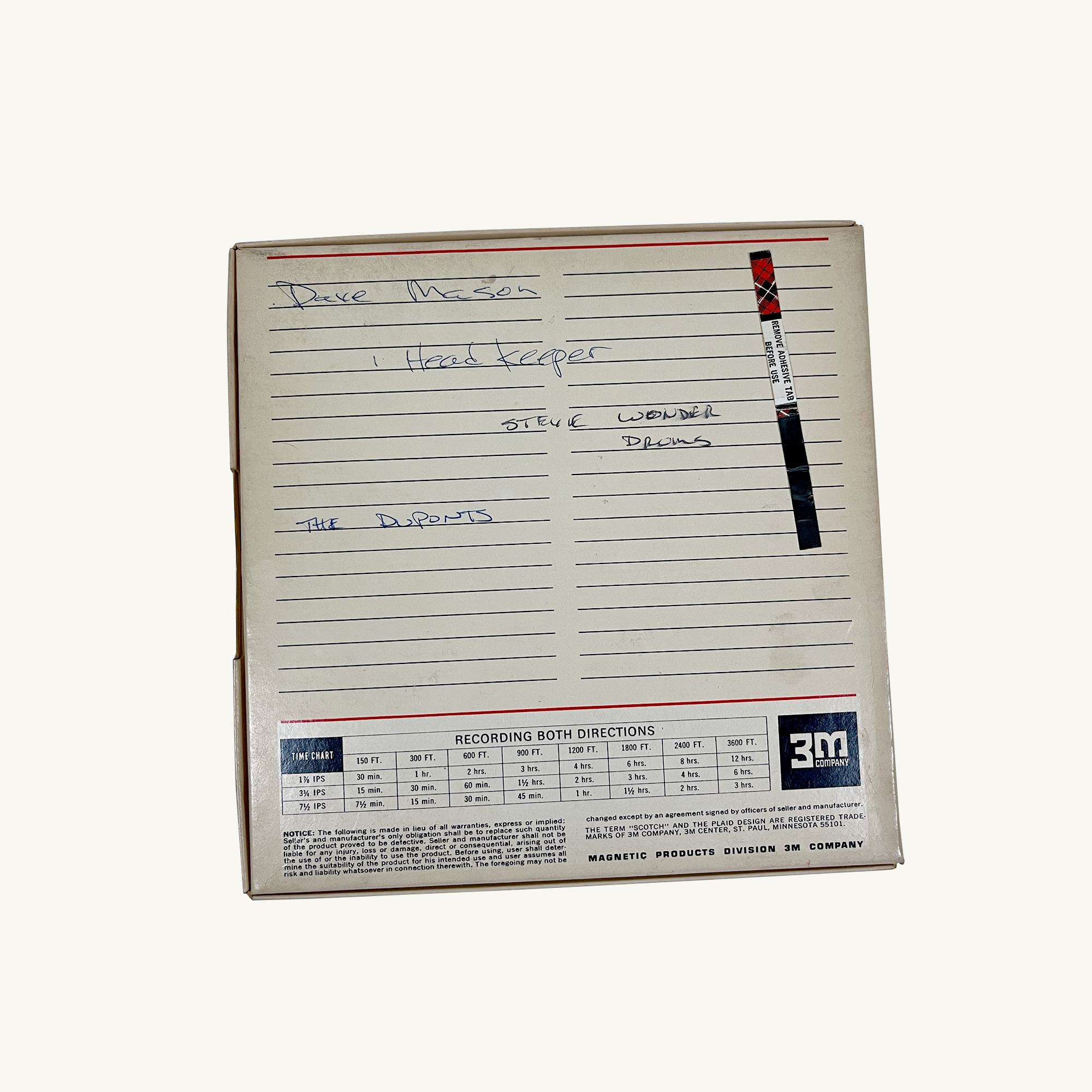Dave Mason 'Head Keeper' (Master Studio Tape) - Stevie Wonder on drums