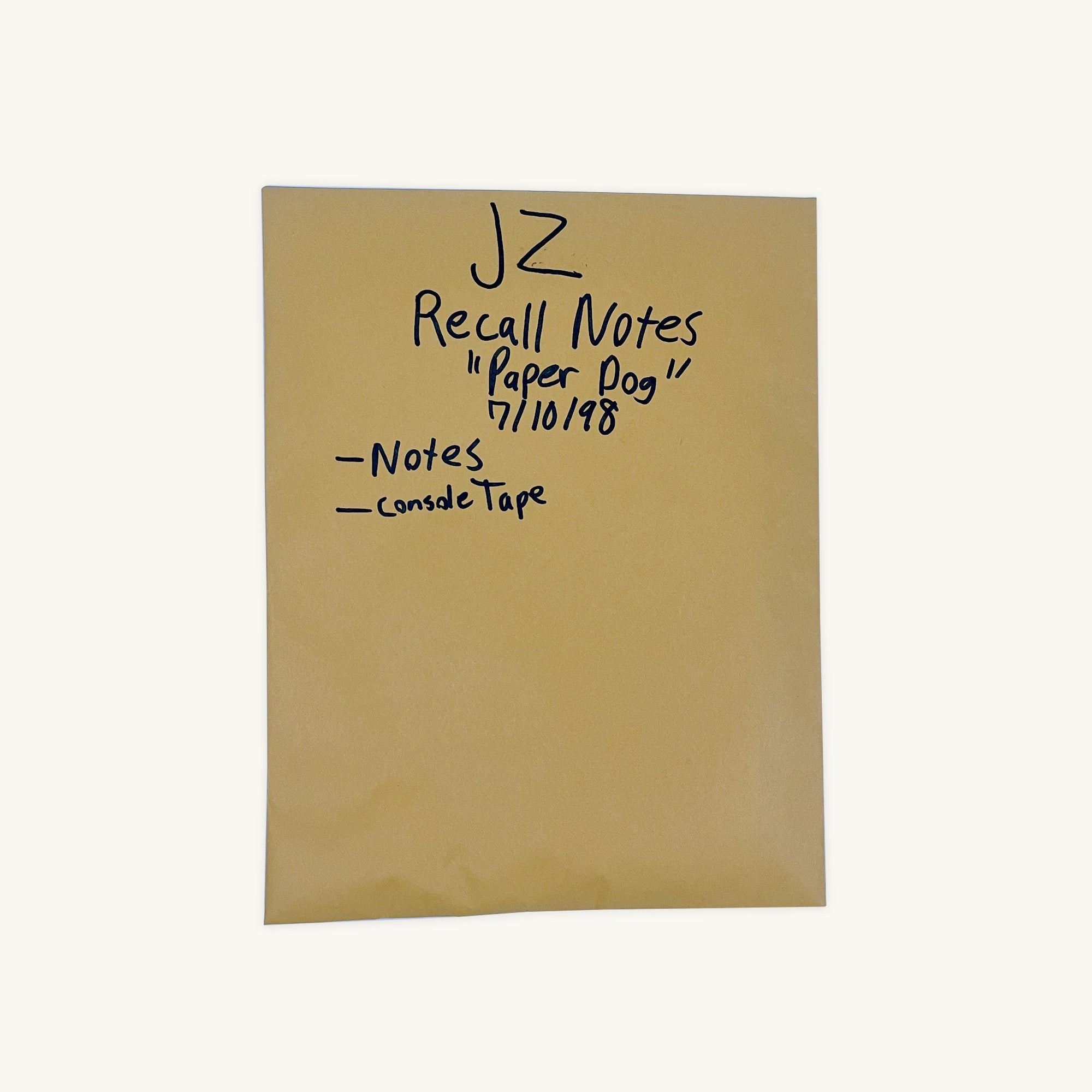 Jay-Z - “Paper Dog” Recall Notes and Console Tape (1998)