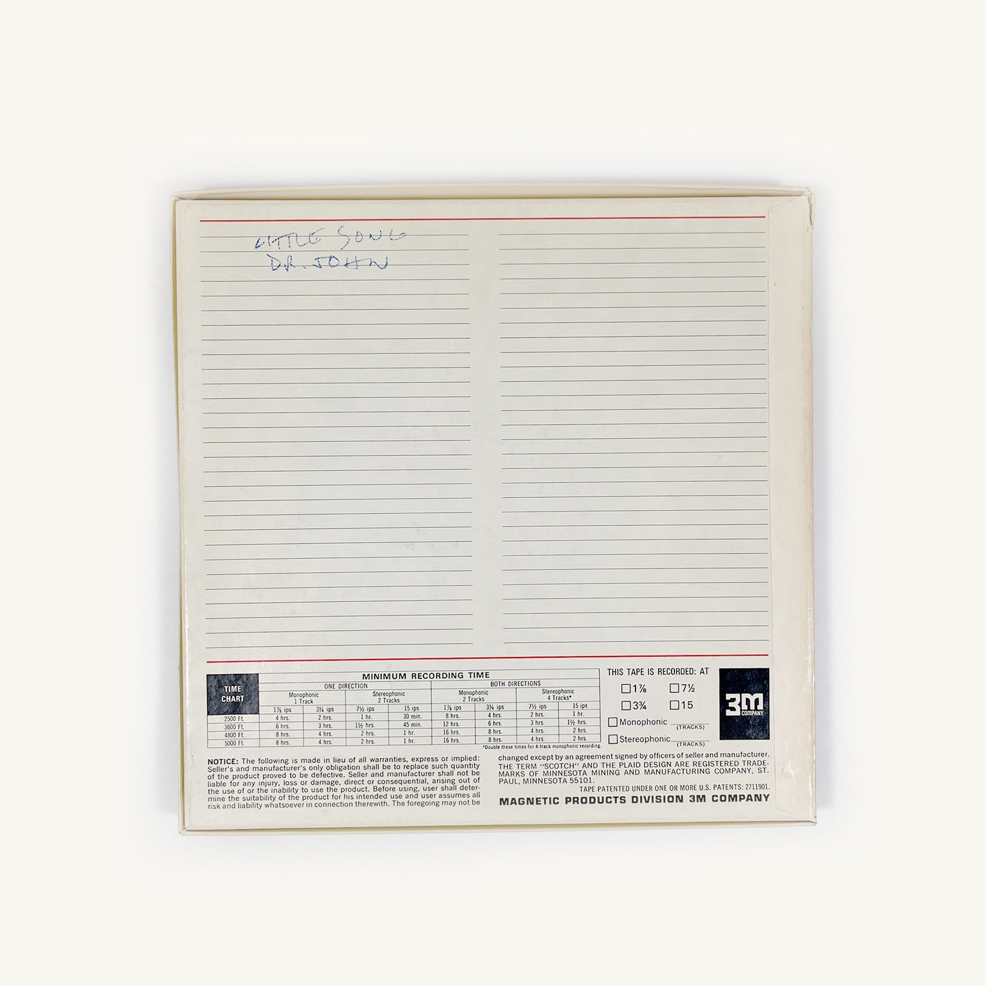 Dr. John - “Little Song” Master Studio Tape