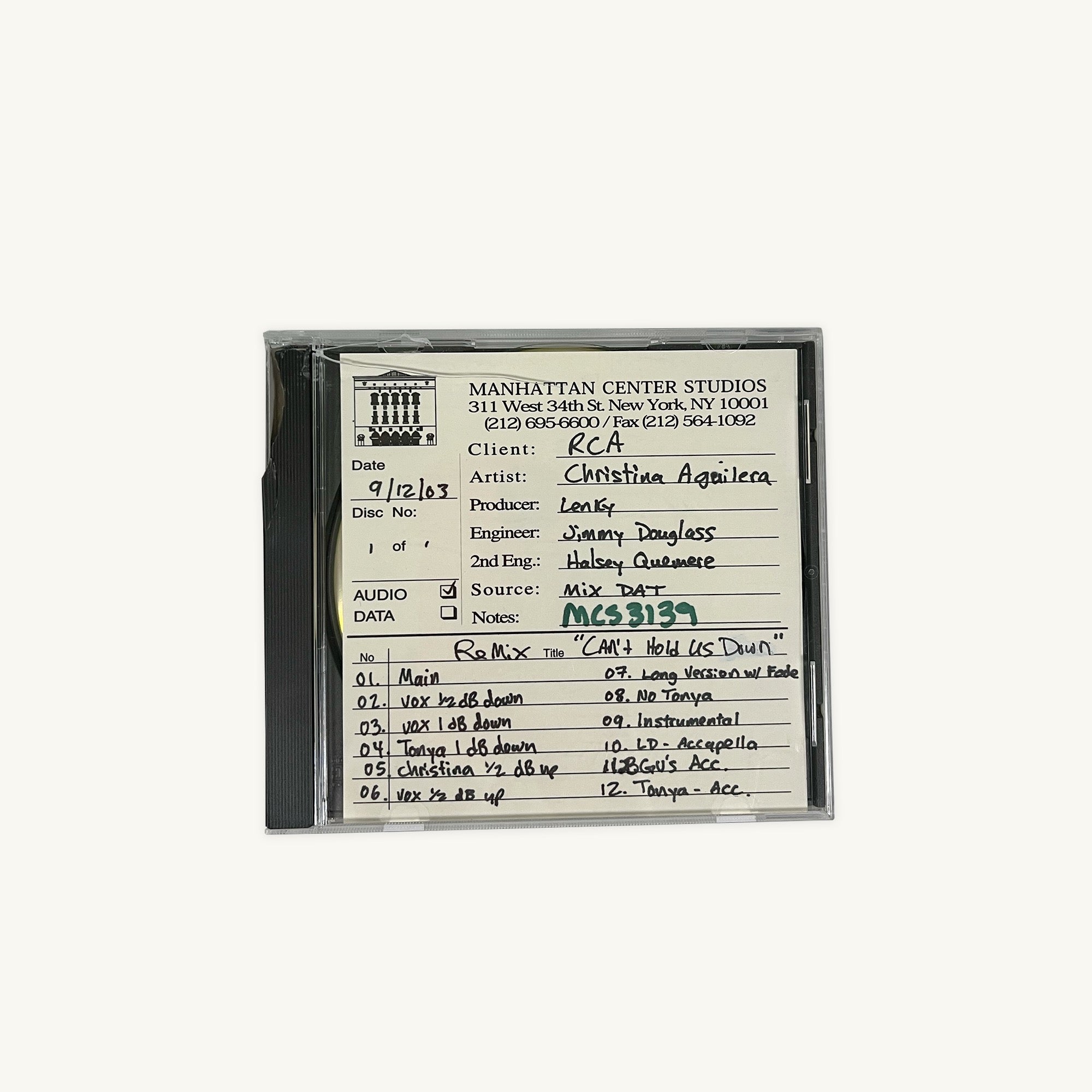 Christina Aguilera - “Can’t Hold Us Down” Remix Studio Recording (2003)