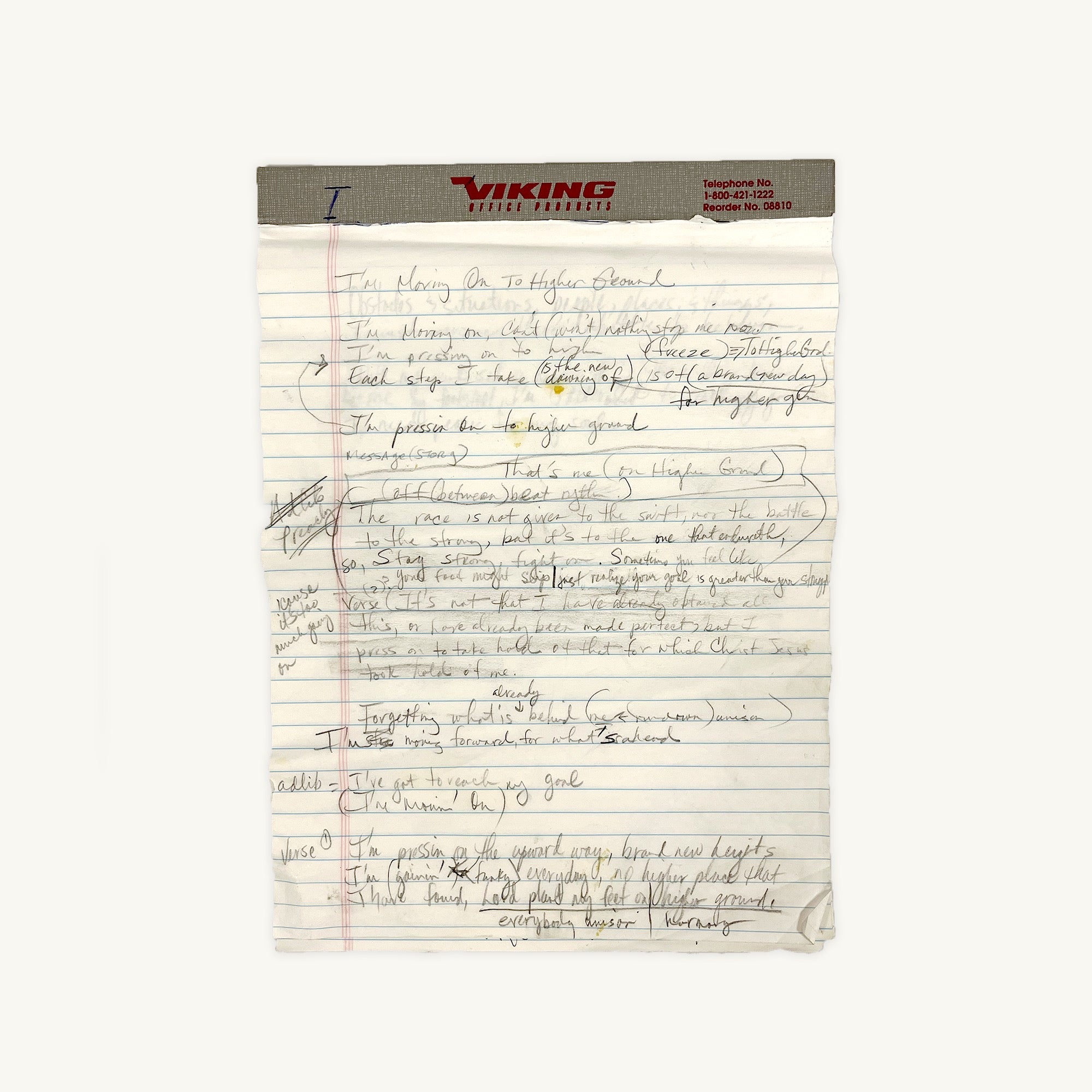 Missy Elliott - Handwritten Lyrics and Studio Notepad