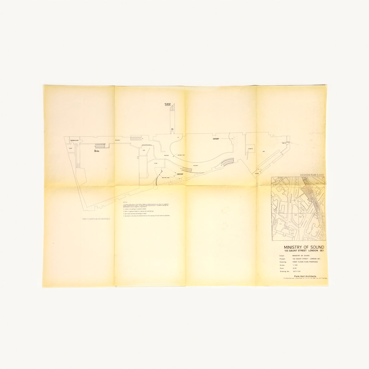 Original Ministry of Sound Architectural Floor Plans, 103 Gaunt Street (3 Plans)