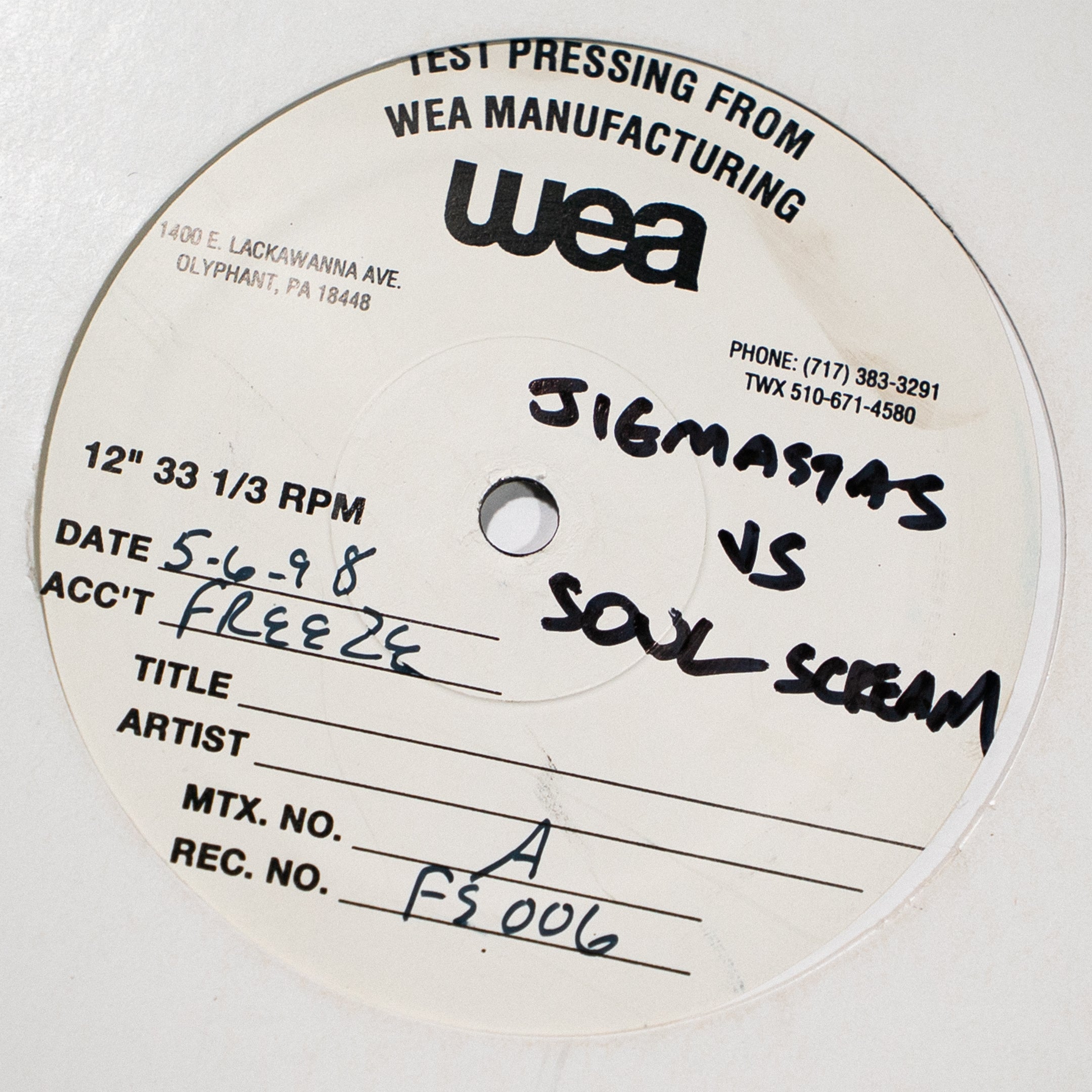 Jigmastas & Soul Scream Test Pressing