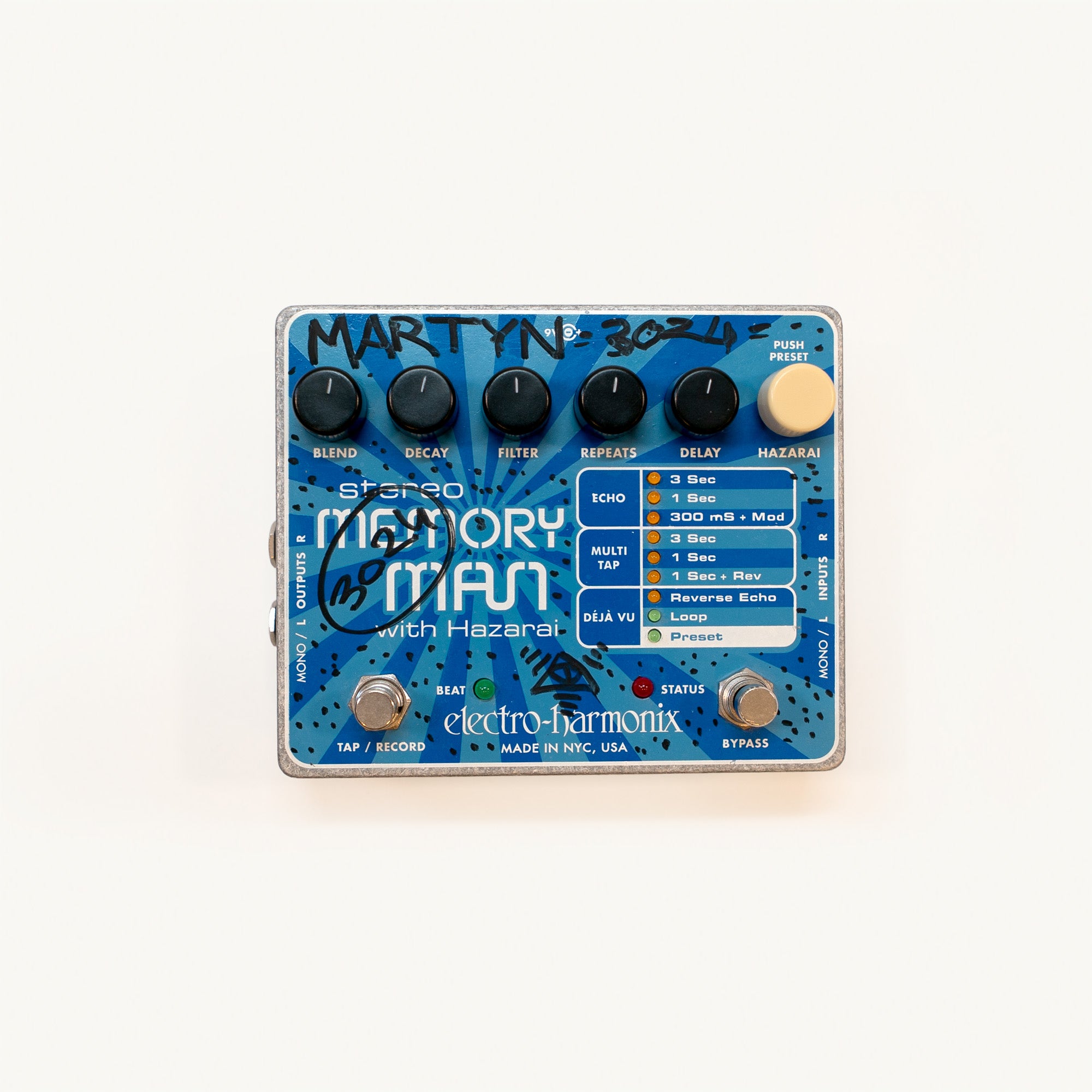 Electro-Harmonix Stereo Memory Man with Hazarai Delay Pedal – Studio Used & Signed