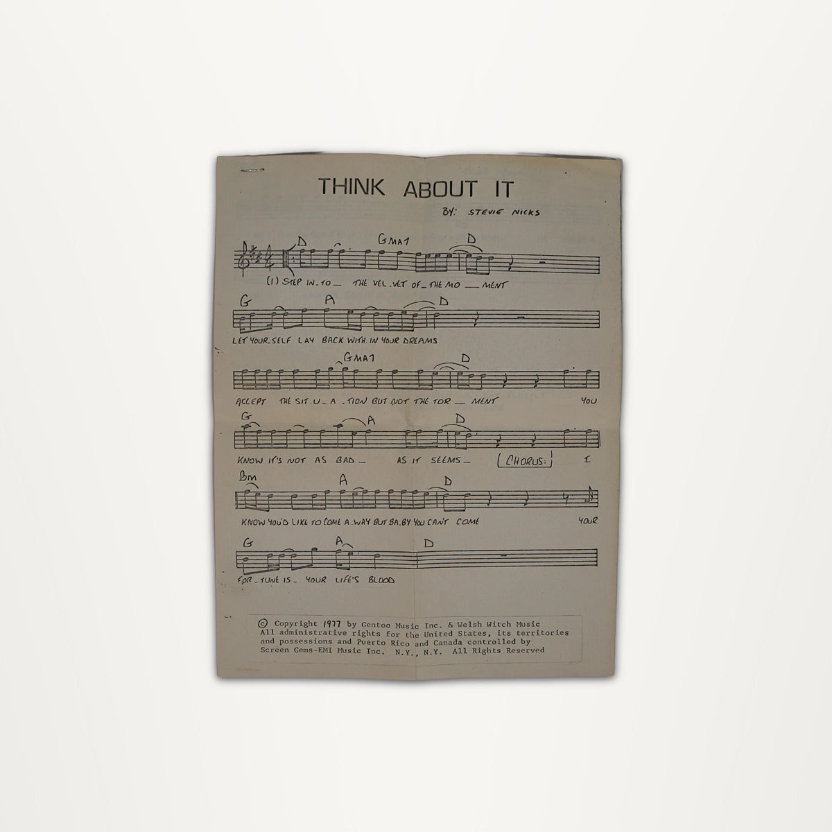 Stevie Nicks – "Think About It" Annotated Test Pressing