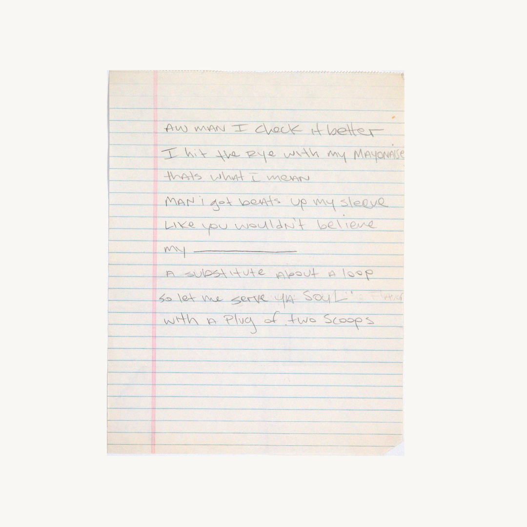 Biz Markie Handwritten “Buhloone Mindstate” Lyrics