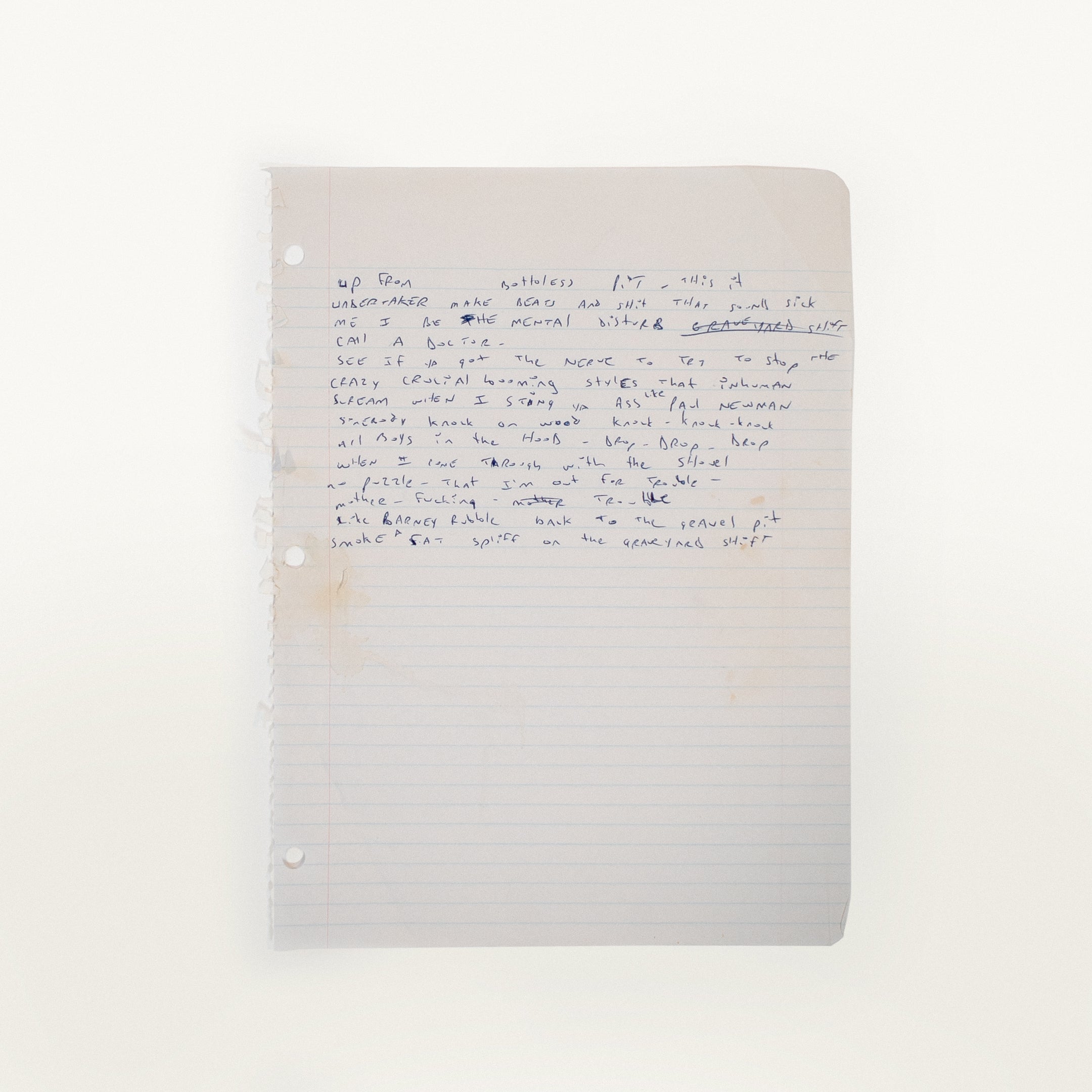 RZA Handwritten Lyrics (Gravediggaz)