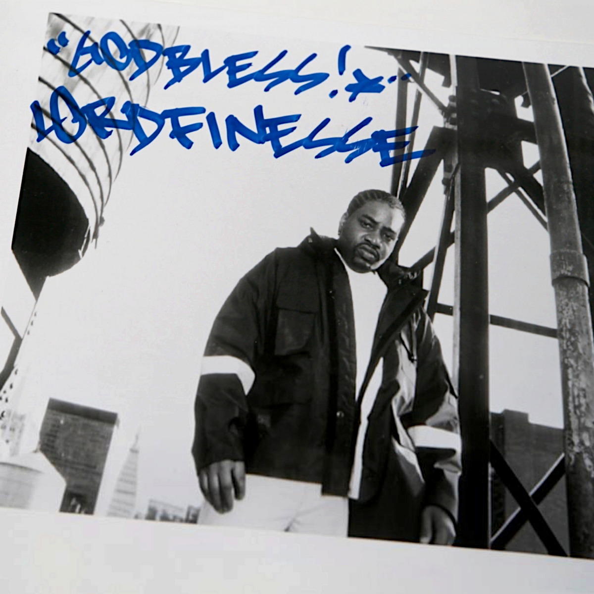 Lord Finesse promotional photograph signed by Lord Finesse & Joey Crack (Fat Joe)