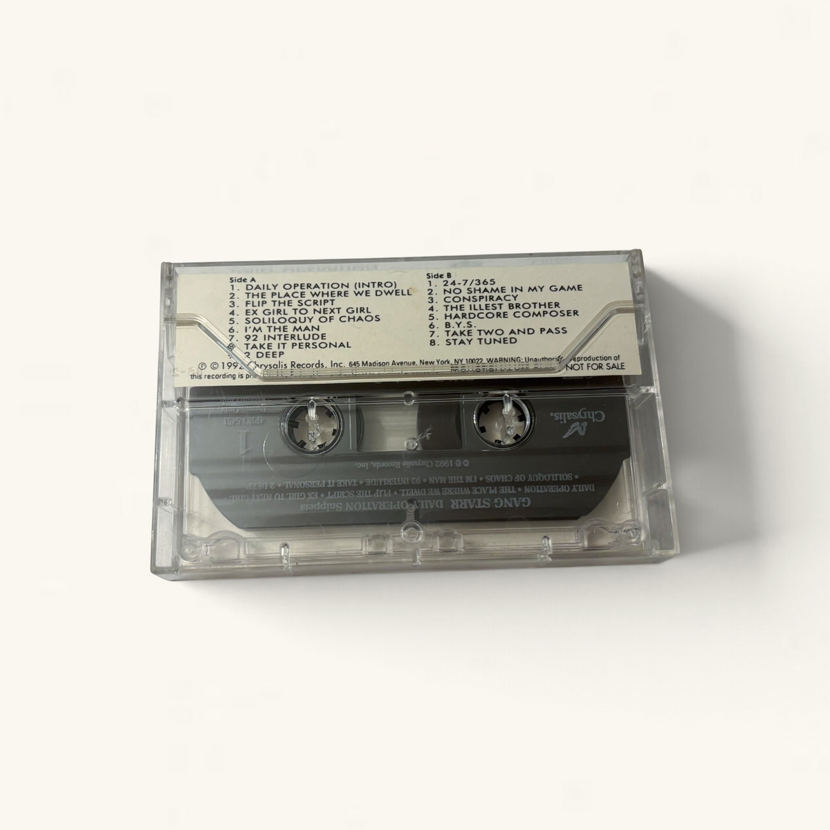 Wax Poetics vintage Gang Starr Daily Operation cassette tape with tracklist insert in clear plastic case