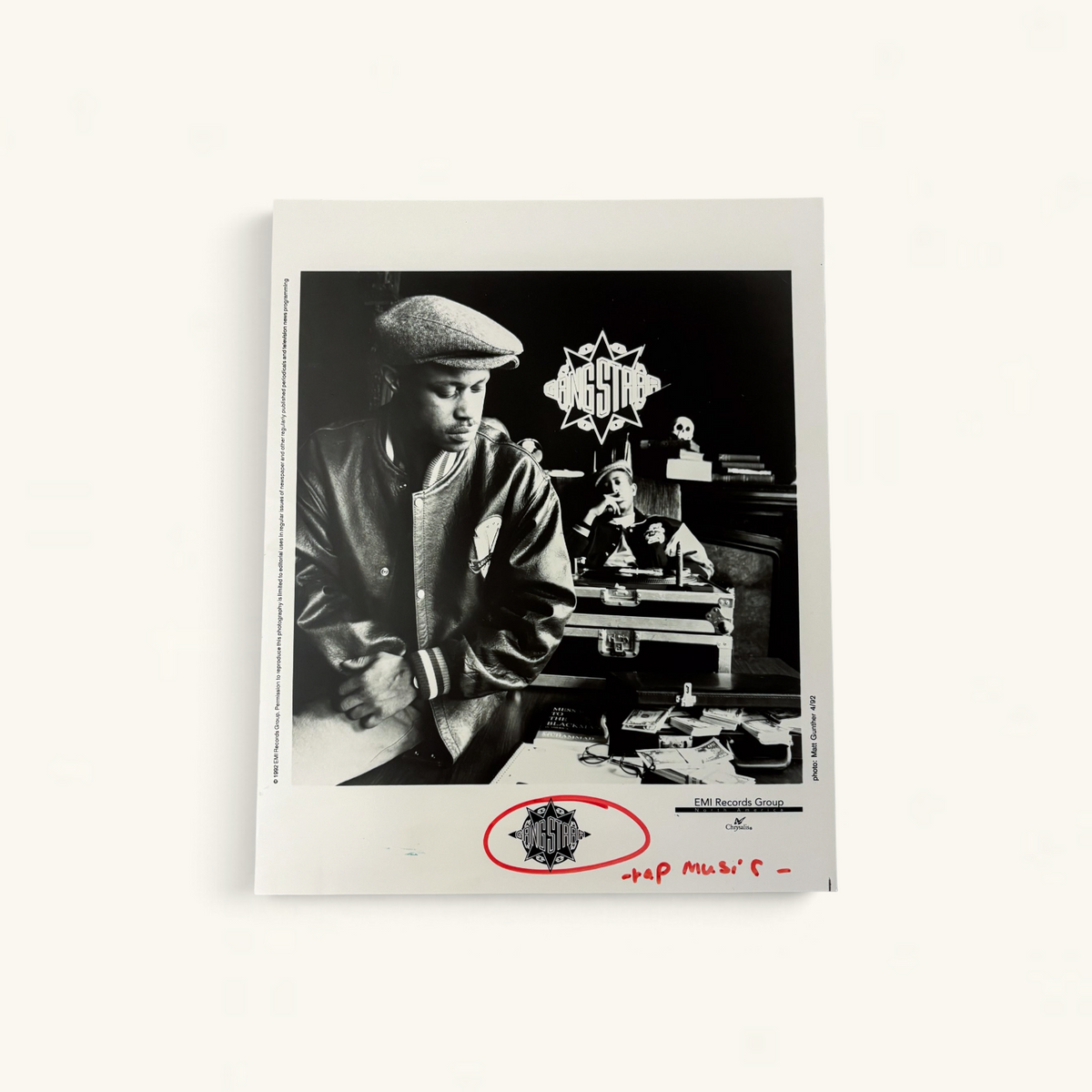 Wax Poetics vintage black and white Gang Starr Daily Operation press kit photo featuring DJ Premier and Guru