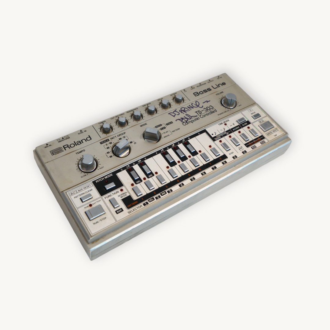 Signed Roland TB-303 synthesizer from Prince Paul’s personal studio (1990s–2000s)