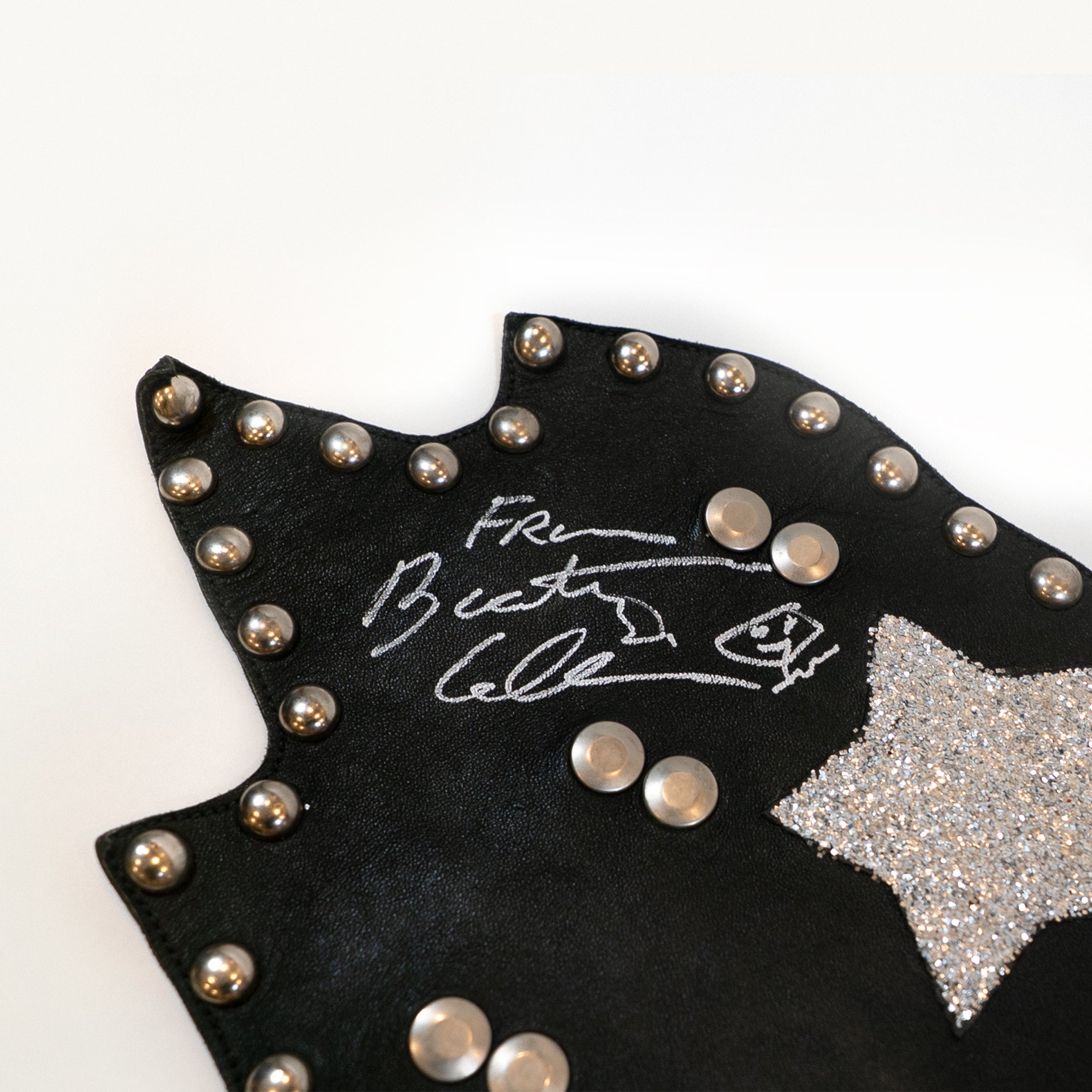 Signed Leather Star Costume Piece Worn on the Rubber Band Landing Tour