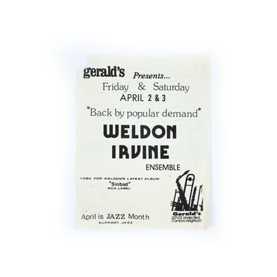 The Weldon Irvine Ensemble at Gerald’s (Original Flyer, 1976)