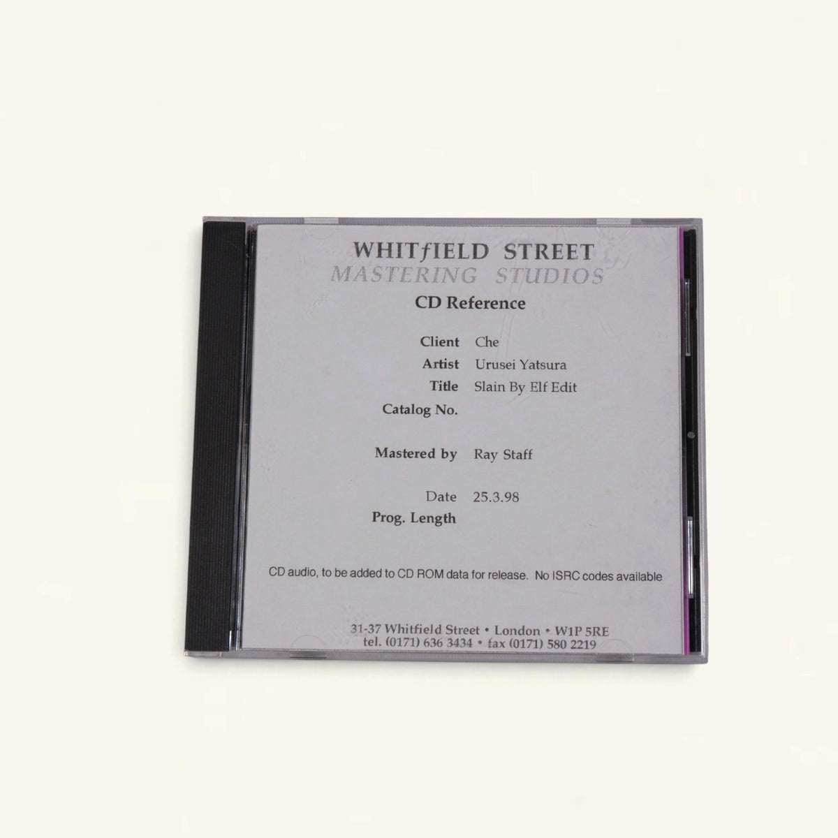 Urusei Yatsura - ‘Slain By’ Mastering References: Four Whitfield Street CDs + Mastered Cassette