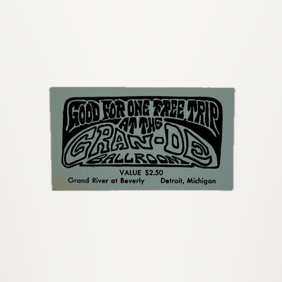 Russ Gibb Signed Grande Ballroom Pass (1968)