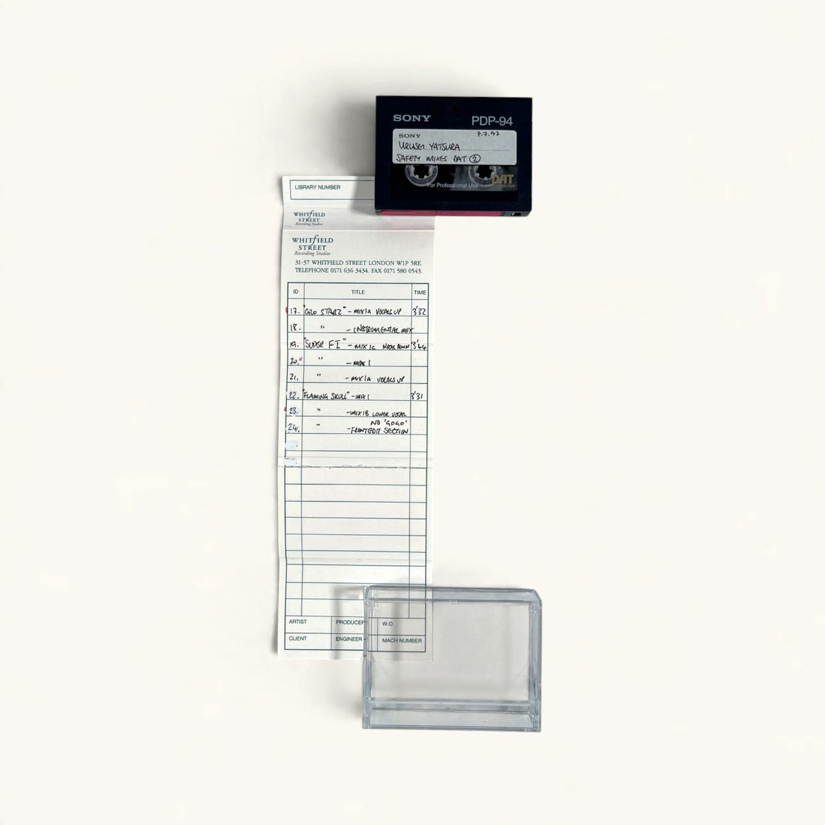 Urusei Yatsura - ‘Slain By’ Album Session DATs x11 + Promo CD, ‘Hello Tiger’ & ‘Slain By Elf’ Singles