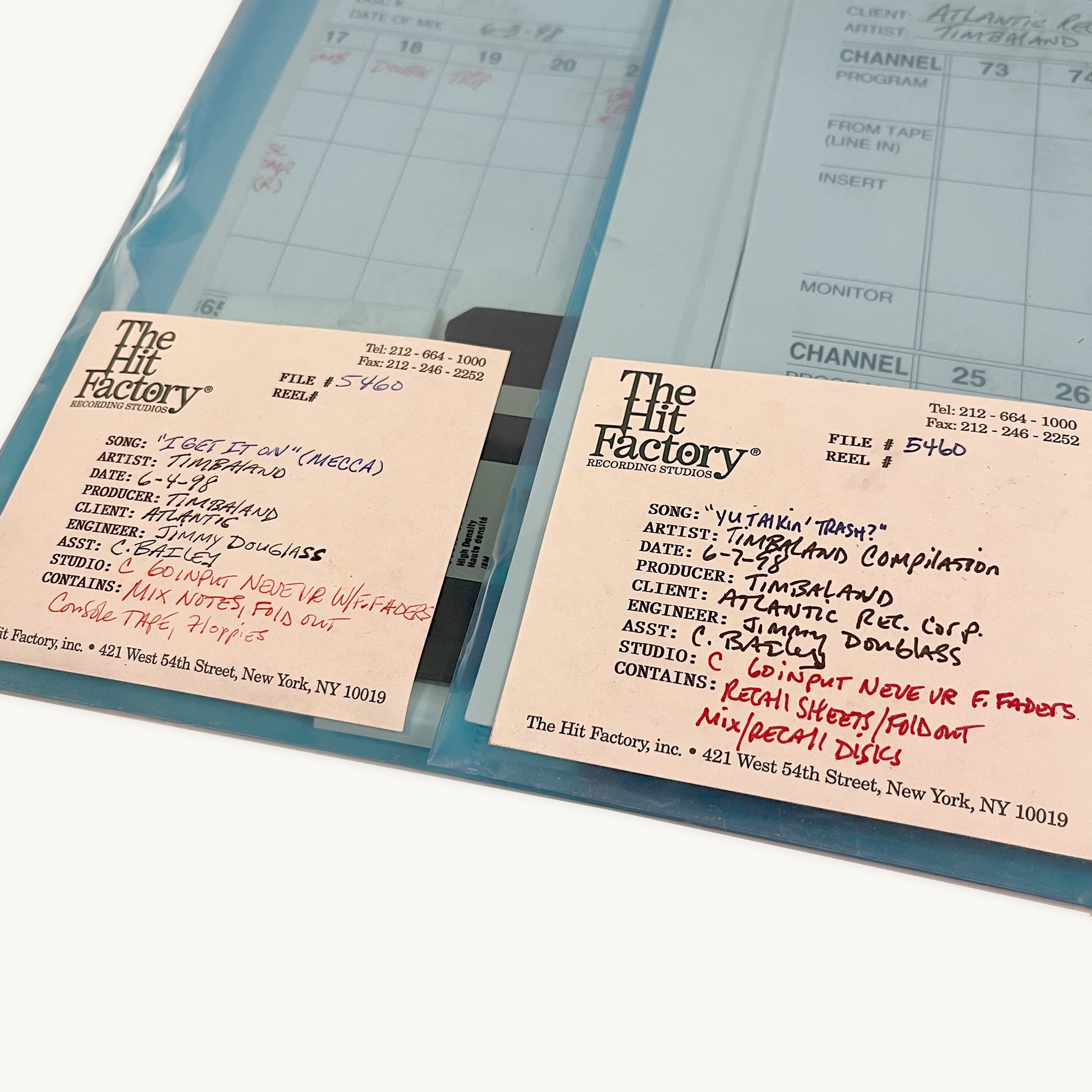 Timbaland - Recall Disc and Studio Sheets Package “YU Talkin Trash” and “I Get It On”