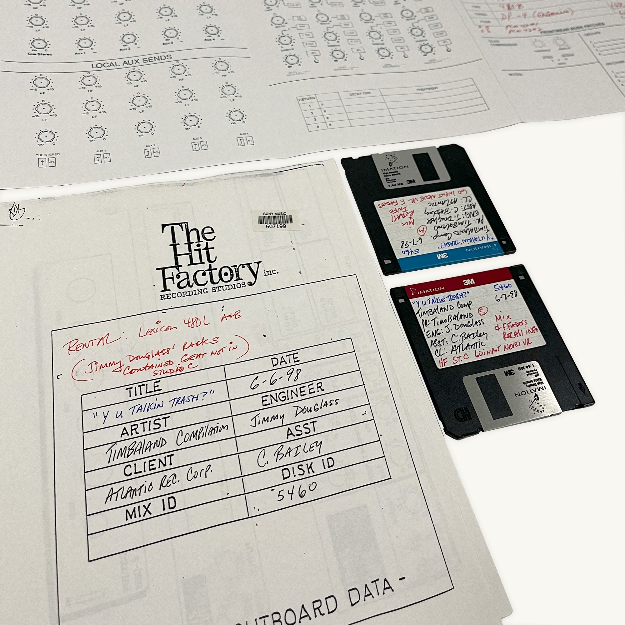 Timbaland - Recall Disc and Studio Sheets Package “YU Talkin Trash” and “I Get It On”