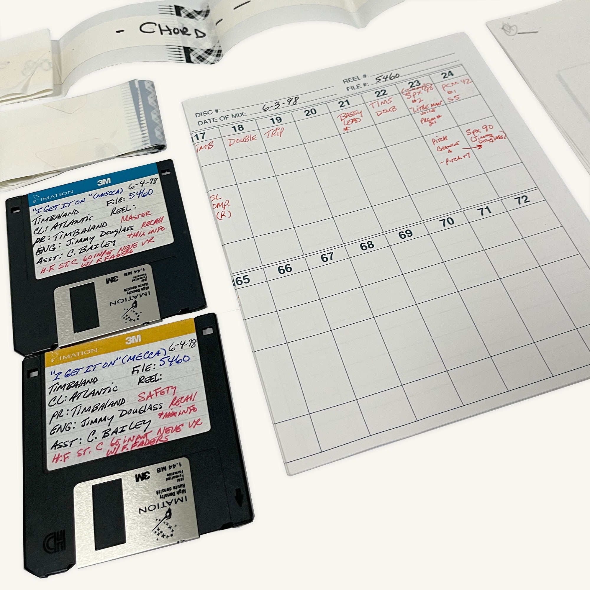 Timbaland - Recall Disc and Studio Sheets Package “YU Talkin Trash” and “I Get It On”