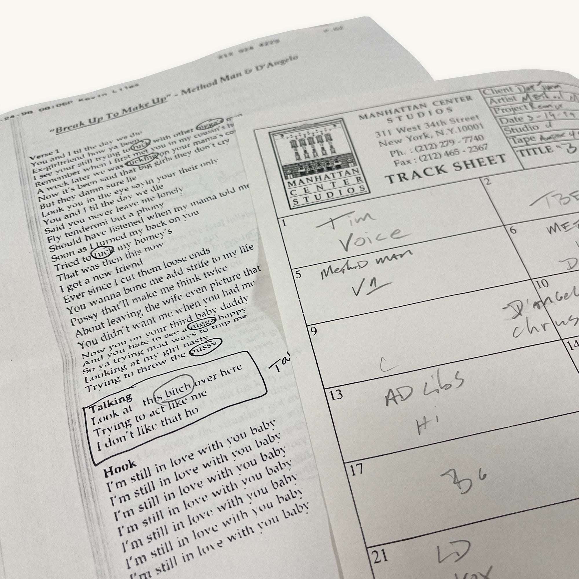 Method Man Featuring D’Angelo - Timbaland Remix Master Archive with Master Tape, Slave Tape, Floppy Disk and Lyric Notes