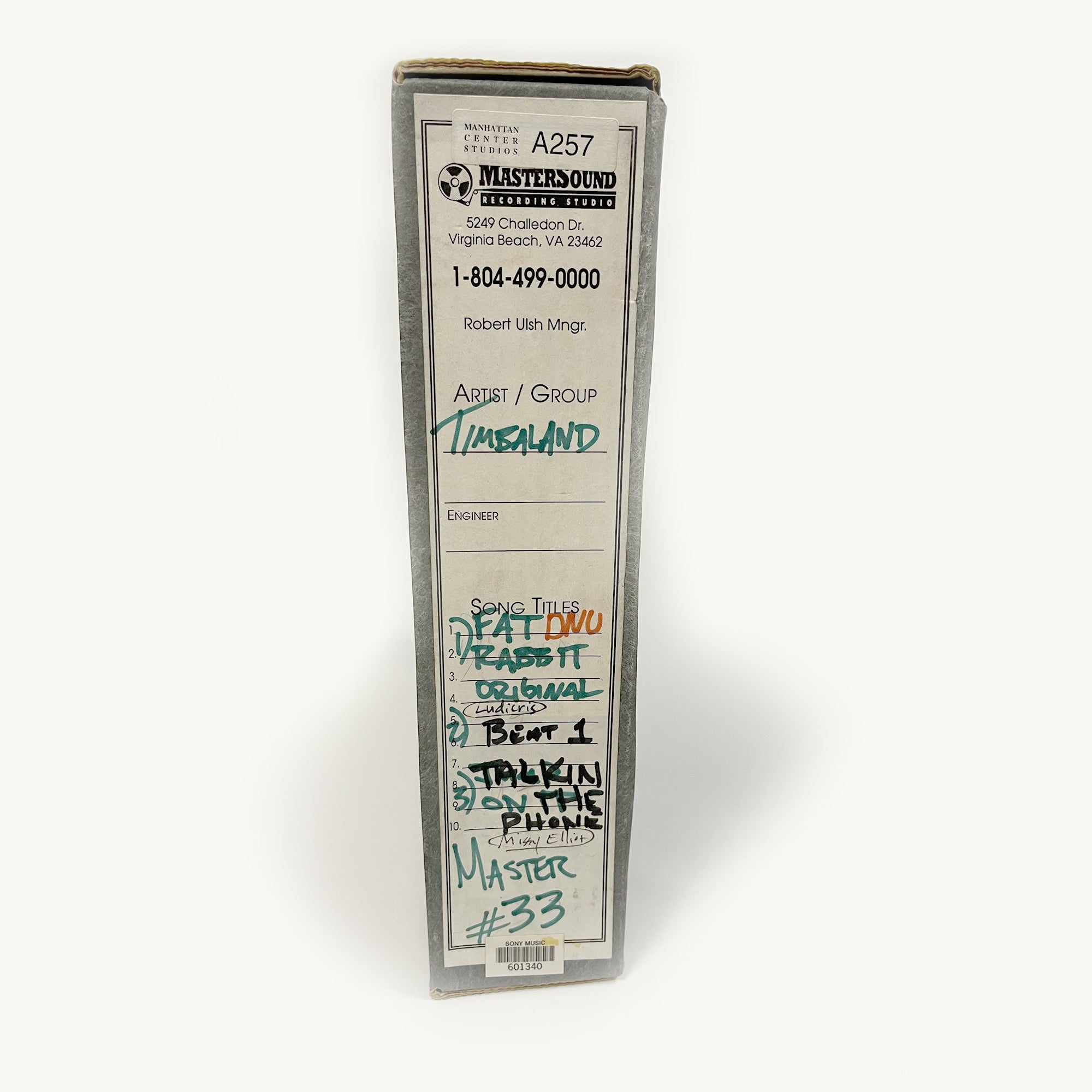 Timbaland “Fat Rabbit,” “Beat 1,” and “On the Phone” Master Tape (1997)