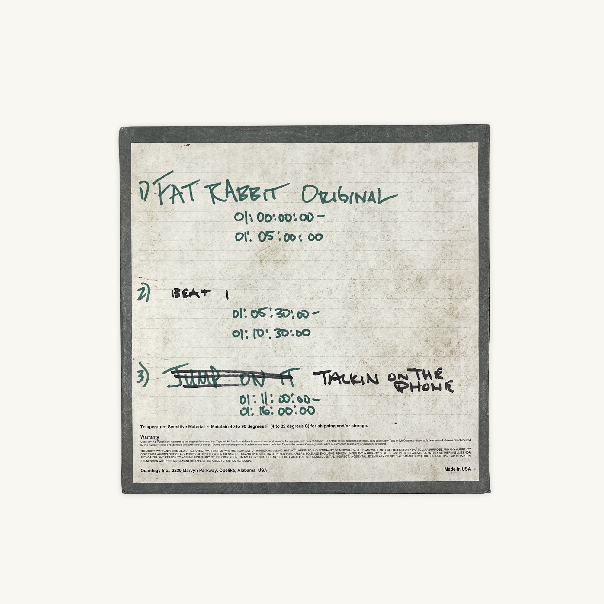 Timbaland “Fat Rabbit,” “Beat 1,” and “On the Phone” Master Tape (1997)