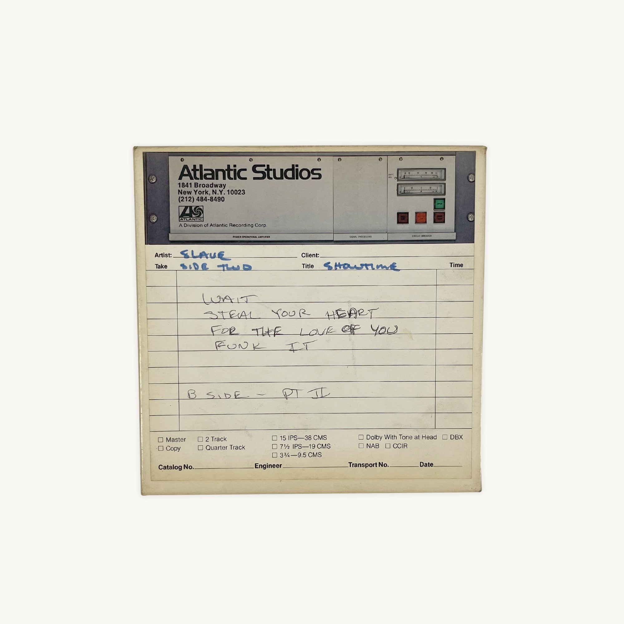 Slave “Showtime” Side Two Master Studio Tape