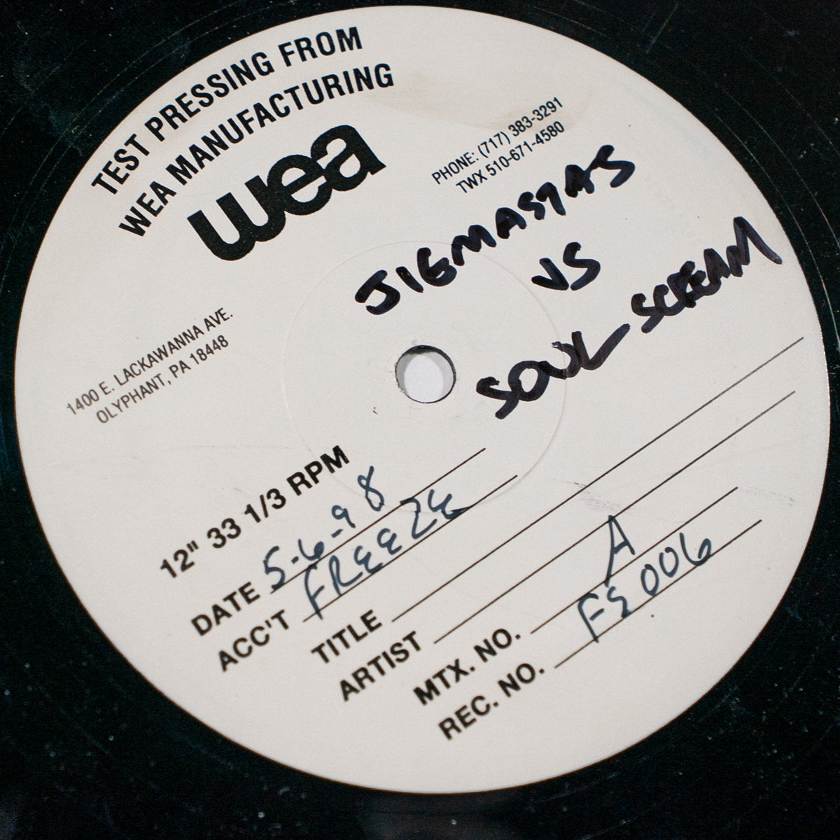 Jigmastas & Soul Scream Test Pressing