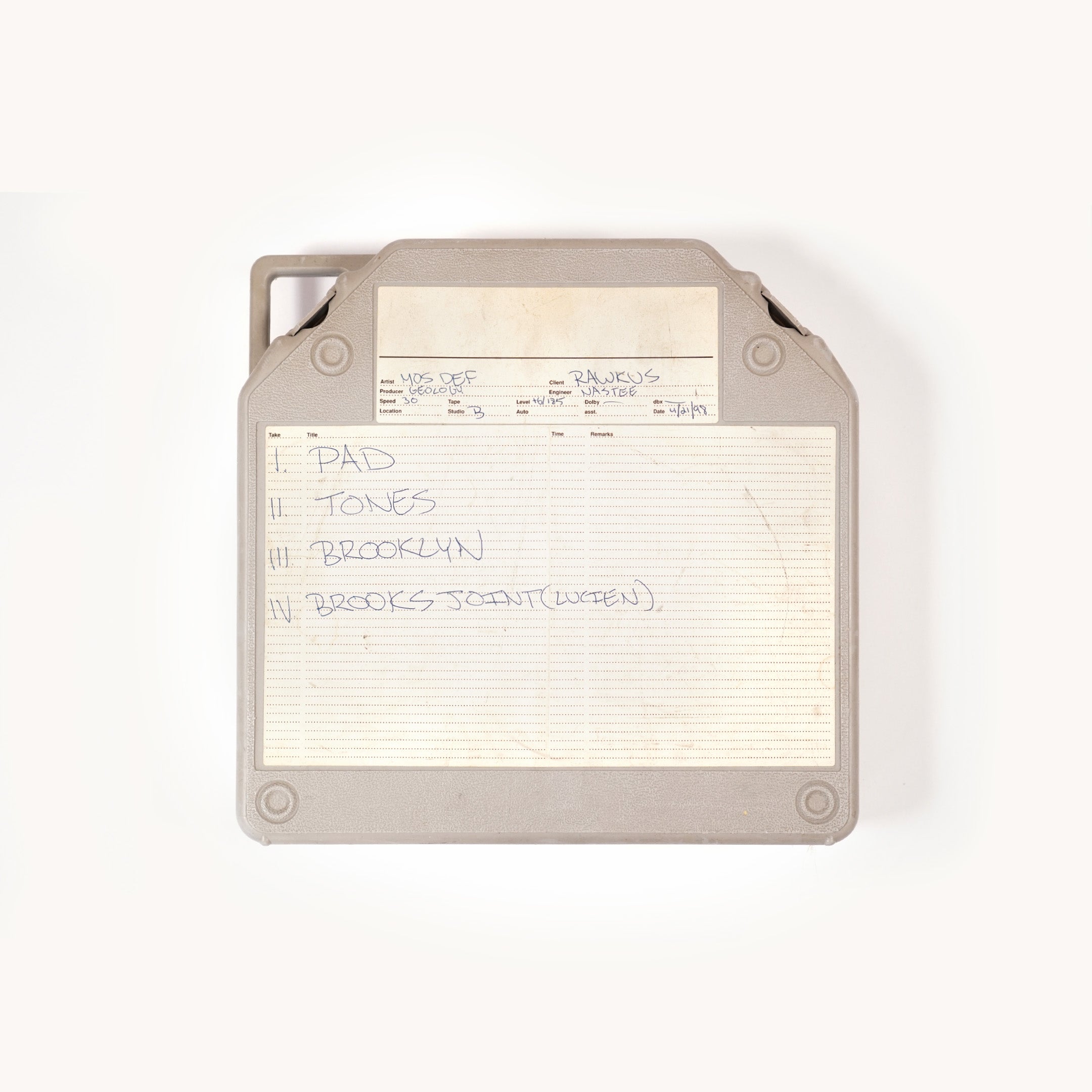 Mos Def - “Brooklyn” 2" Multitrack Reel (First Recording Session, 1998)