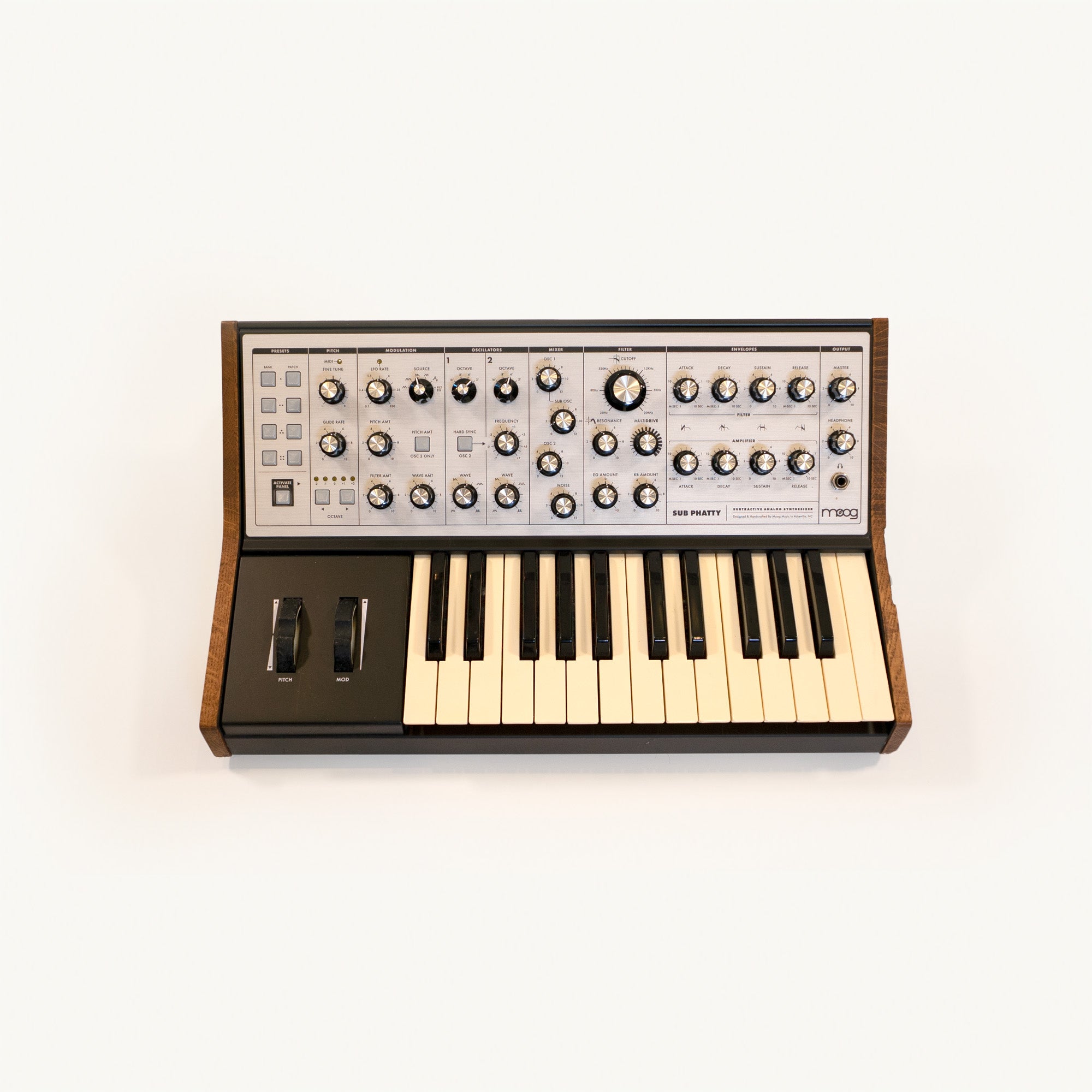 Moog Sub Phatty Synthesizer with Custom 3024 Wooden Panels – Studio Used & Signed
