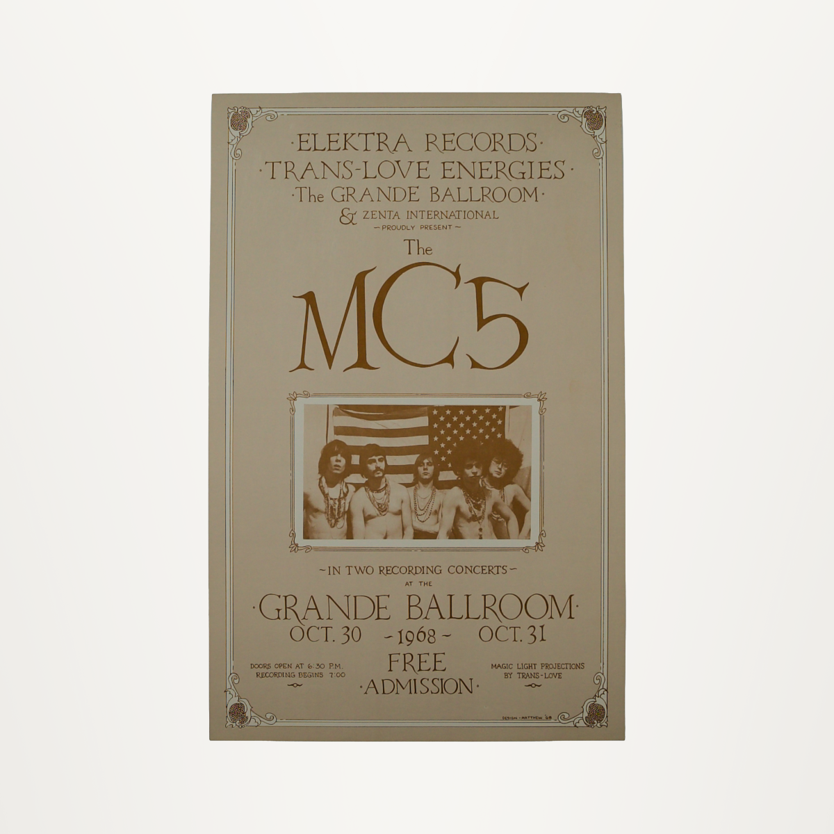 Detroit Grande Ballroom – MC5 Concert Poster (1968)