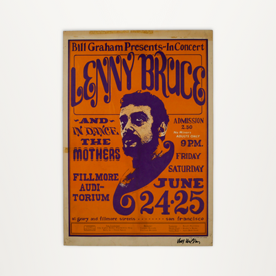 Lenny Bruce & The Mothers – Fillmore Auditorium Concert Poster (Signed By Wes Wilson)