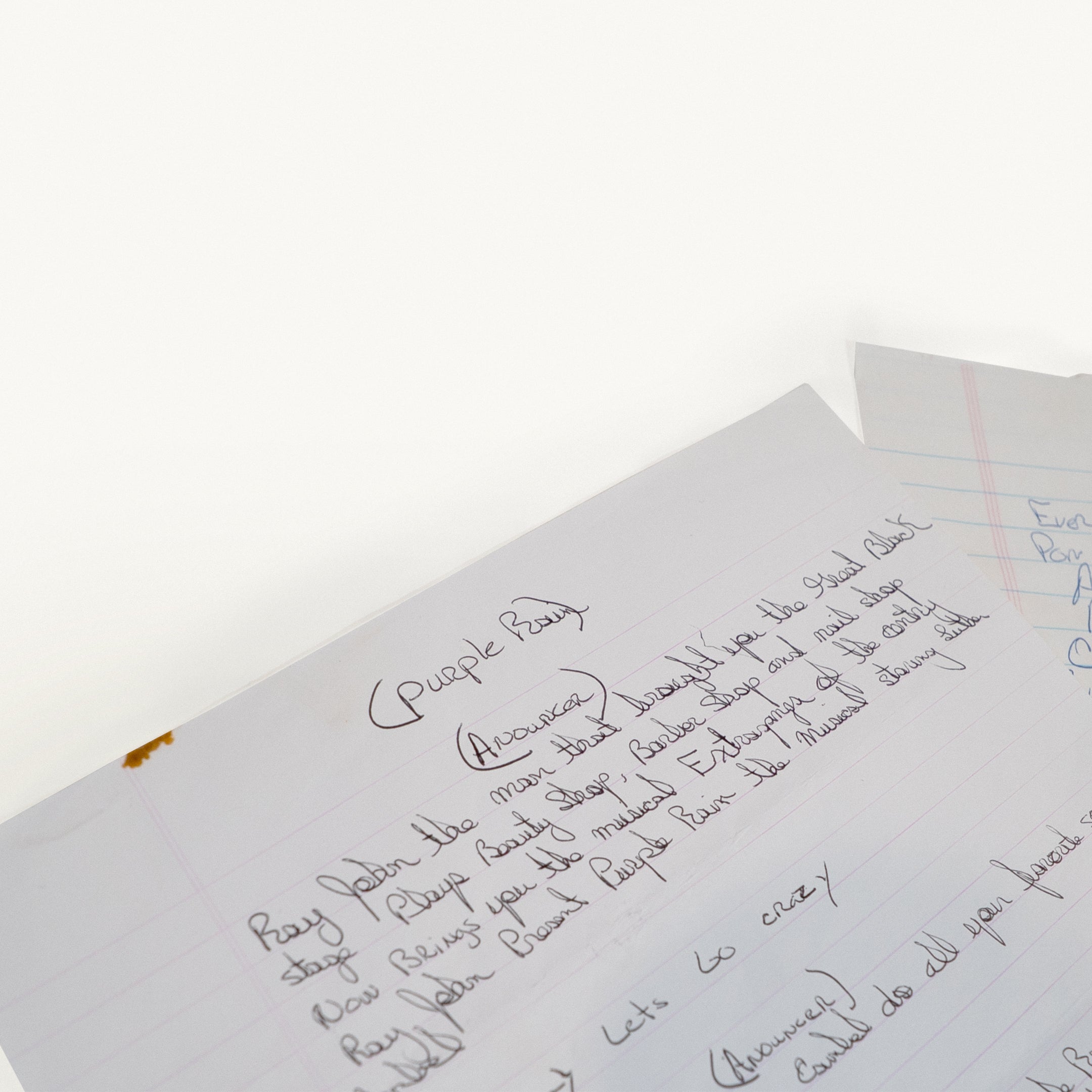 Chris Rock Handwritten “Babyface Song” Lyrics