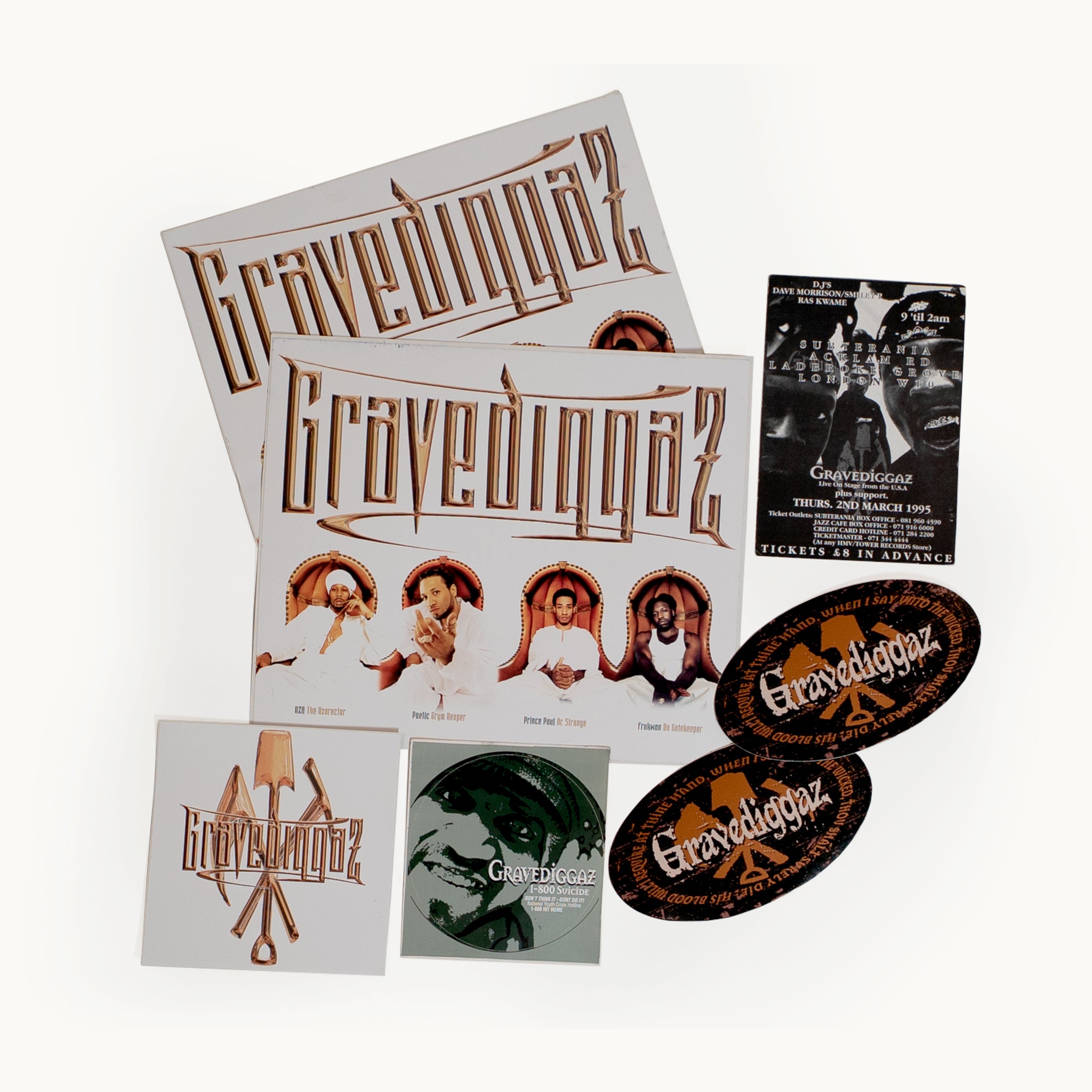 Gravediggaz Press Photo + Promo Stickers + Flyer