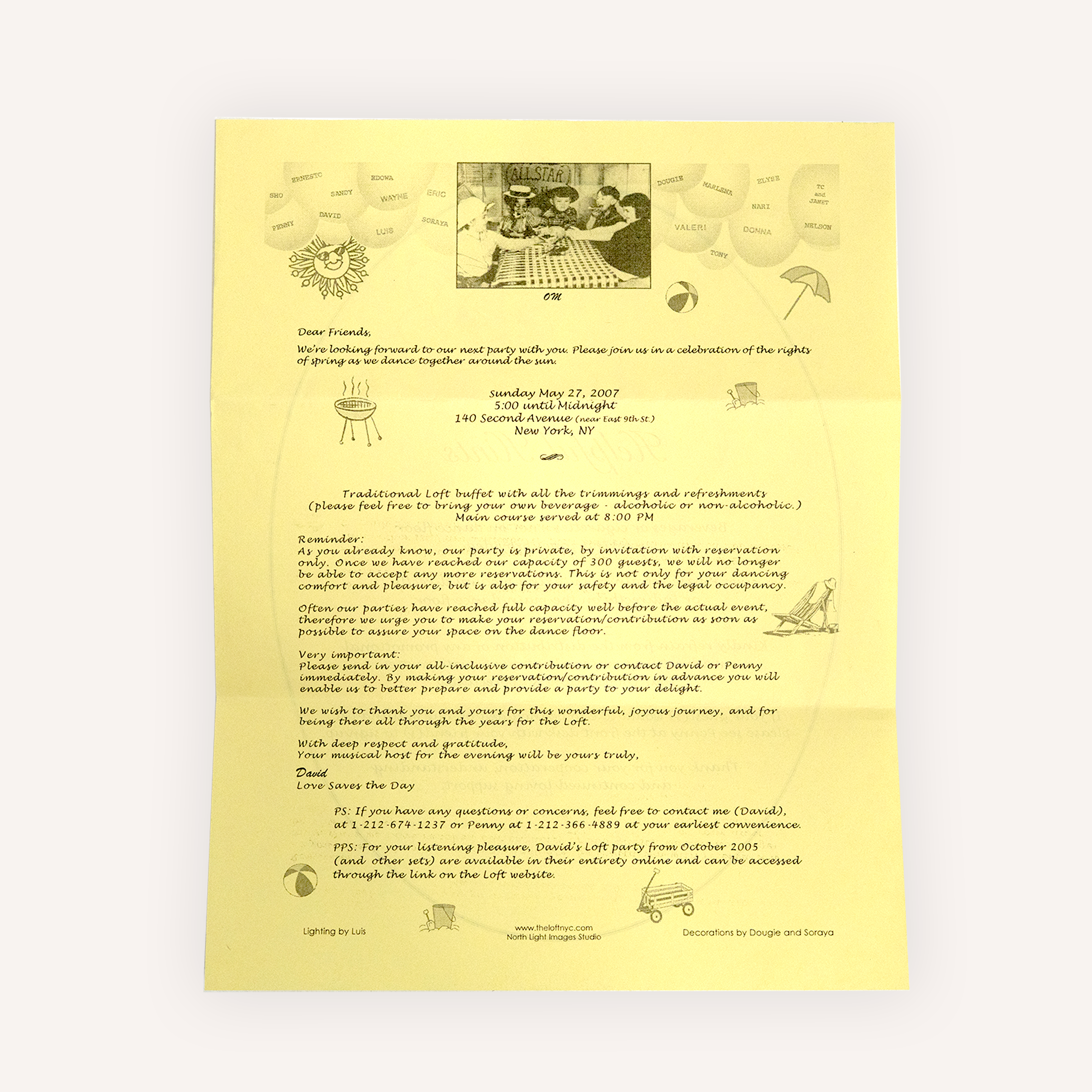David Mancuso - ‘The Loft’ Mailed Invitation Packet