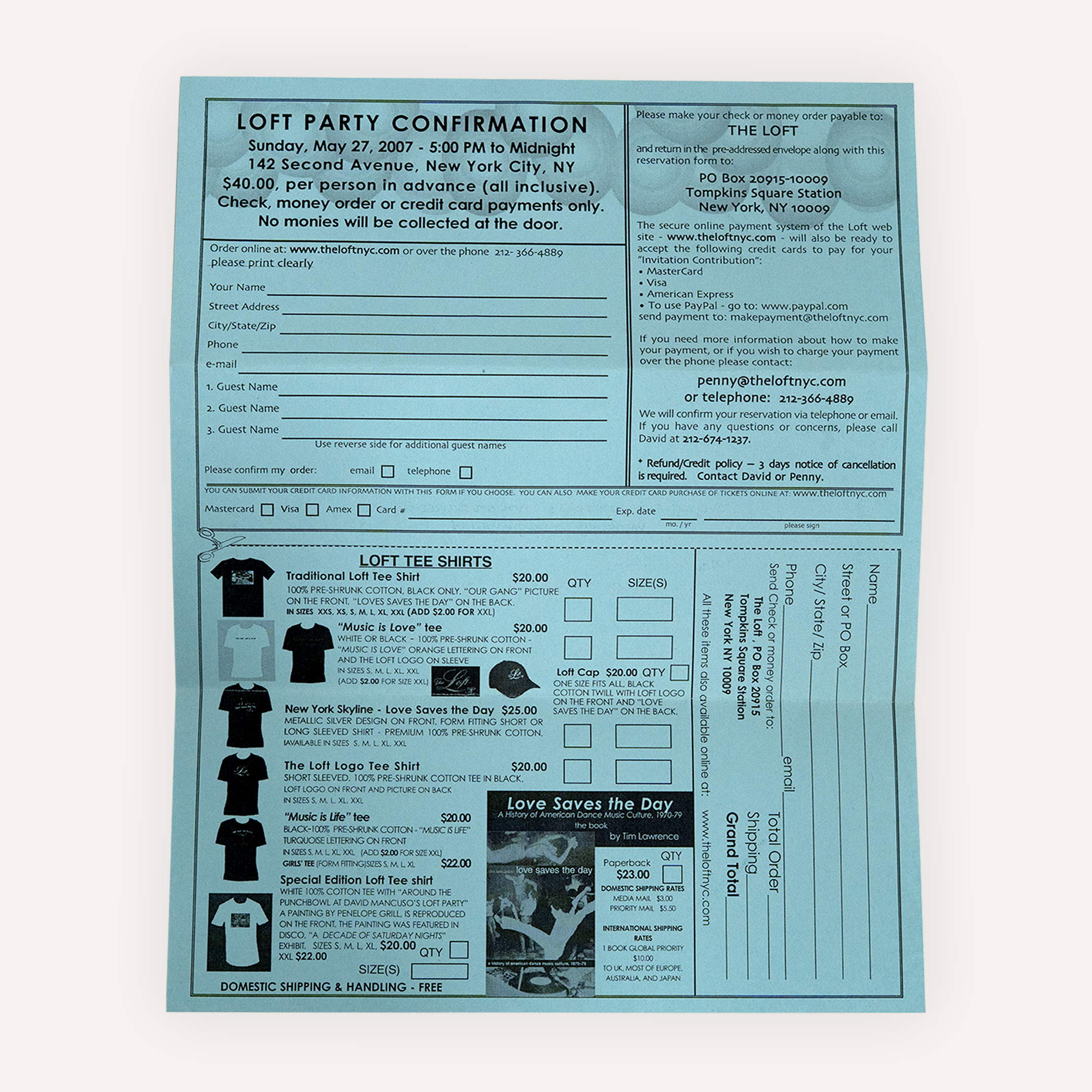 David Mancuso - ‘The Loft’ Mailed Invitation Packet