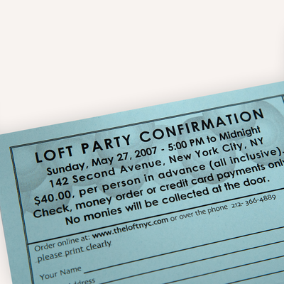 David Mancuso - ‘The Loft’ Mailed Invitation Packet