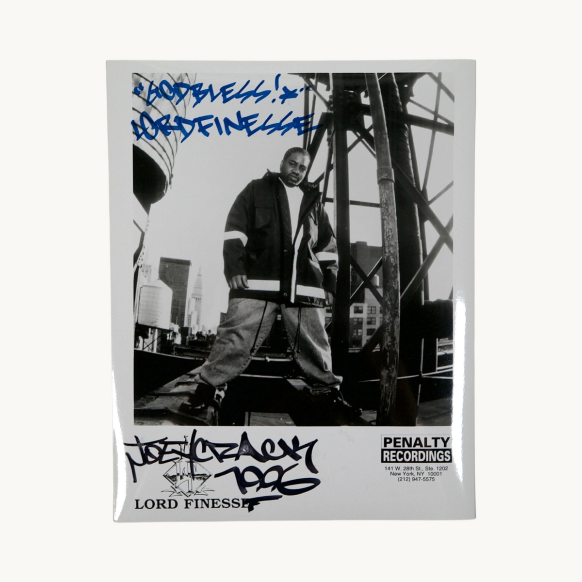 Lord Finesse promotional photograph signed by Lord Finesse & Joey Crack (Fat Joe)