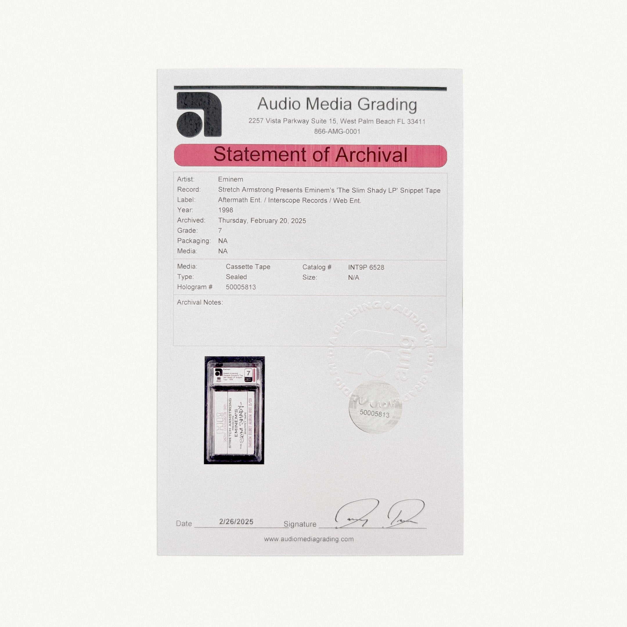 Eminem – Slim Shady LP Snippet Tape, Sealed 1998 Promo, AMG 7