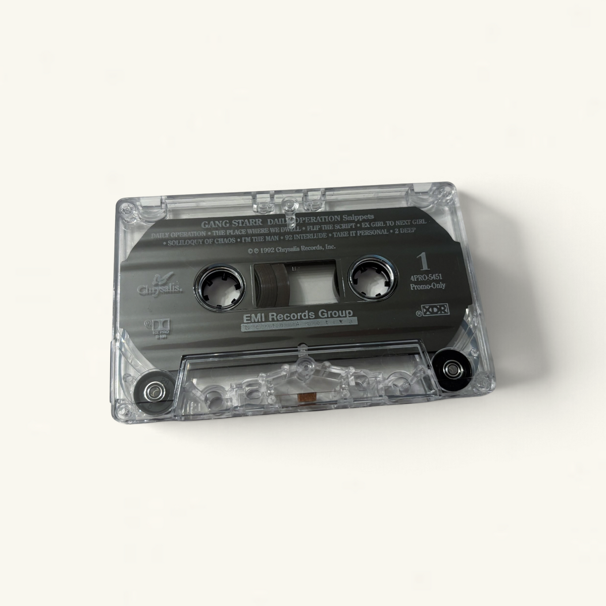 Wax Poetics Gang Starr Daily Operation promotional cassette tape with clear plastic shell and tracklist