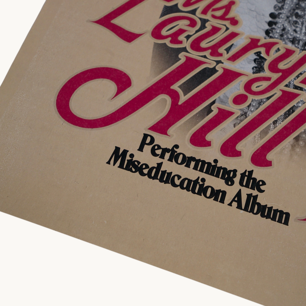 Wax Poetics Lauryn Hill 25th Anniversary Tour poster featuring red and black typography on a beige background.